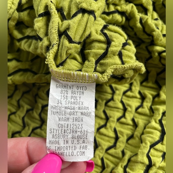 Tianello Asbury Tunic, Chartreuse & Black Honeycomb, Size Large, Made in the USA - Picture 5 of 5